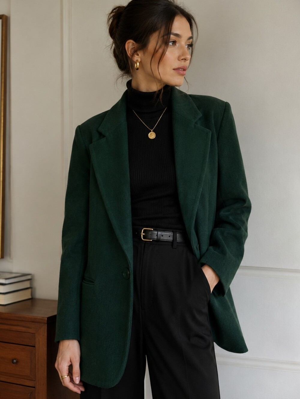 Vintage Dark Green Blazer Jacket